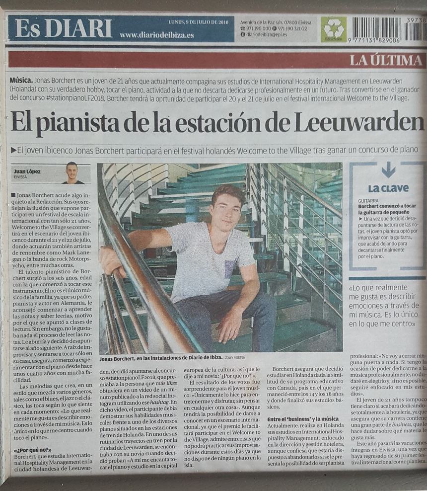 Zeitungsartikel im Diario de Ibiza über Jonas Borchert