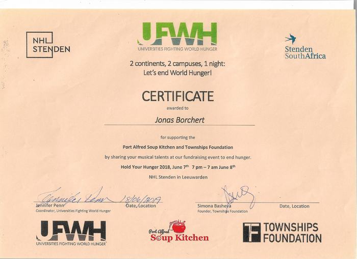 Urkunde Universities Fighting World Hunger
